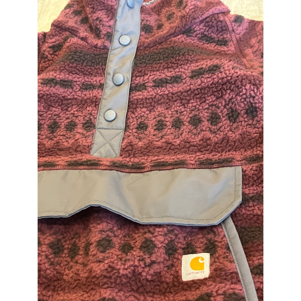Carhartt Womens Relaxed Fit Fleece Pullover Burgundy Southwestern OJ4991-W L‎